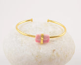 Rhodochrosite Bangle, 925 Sterling Silver, Handmade Bracelet, Rectangle Gemstone Bracelet, Cuff Bangle, Gift for Besties, Jewelry for Sister